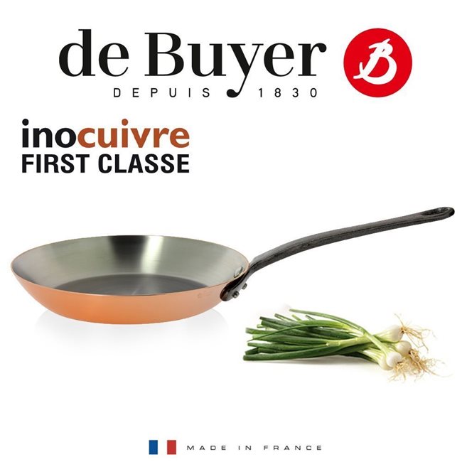 Тиган "Inocuivre First Classe", 24 см, с чугунена дръжка - марка "de Buyer"