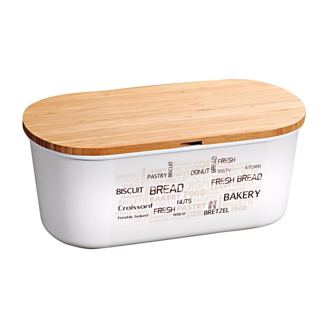 Кутия за хляб с дъска за рязане, 18 х 34 см, меламин, бяла - Kesper
