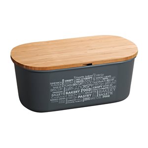 Кутия за хляб с дъска за рязане, 18 х 34 см, меламин, сив - Kesper