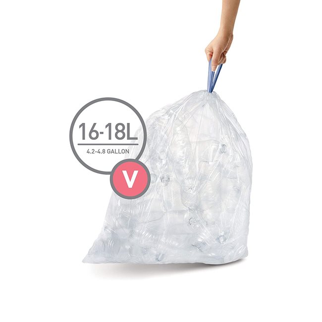 Торби за боклук код V, 16-18 L/60 бр., пластмасови - марка "simplehuman"