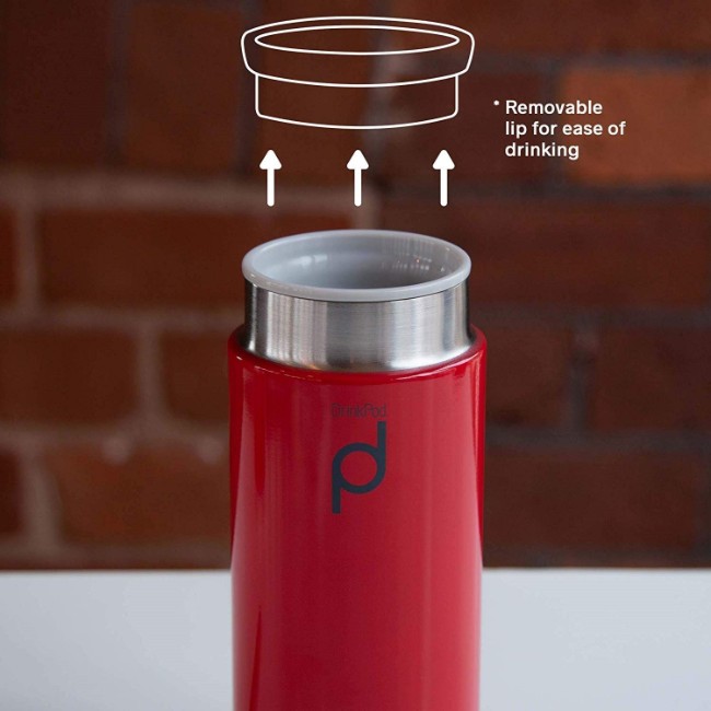 "DrinkPod" термоизолираща бутилка, изработена от неръждаема стомана, 300 мл, Червена - Grunwerg