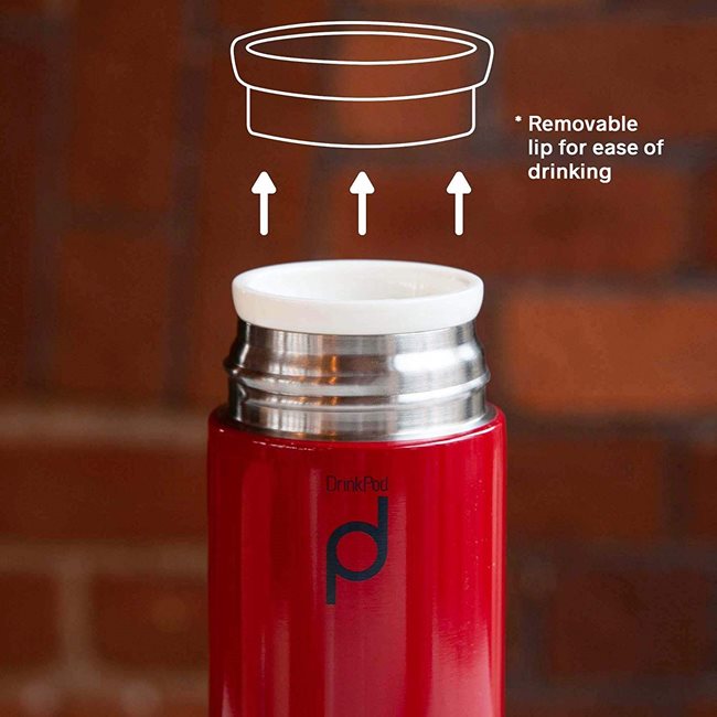 "DrinkPod" термоизолираща бутилка, изработена от неръждаема стомана, 350 мл, Червена - Grunwerg