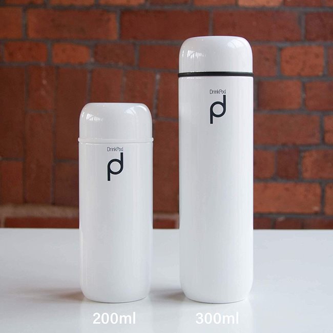 "DrinkPod" термоизолираща бутилка, неръждаема стомана, 200 мл, Бяла - Grunwerg 