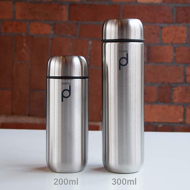 Топлоизолационна бутилка "DrinkPod", изработена от неръждаема стомана, 200 мл, матово сребристо - Grunwerg 