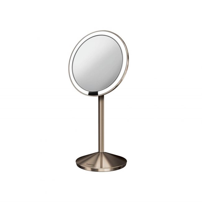 Огледало за грим със сензор, 11,5 см, Rose Gold - марка "simplehuman".