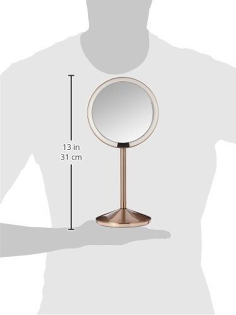 Огледало за грим със сензор, 11,5 см, Rose Gold - марка "simplehuman".