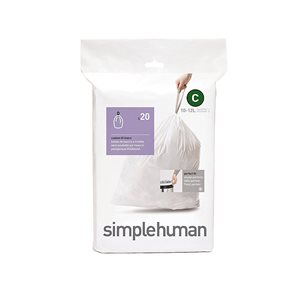 Торби за боклук, код C, 10-12 L / 20 бр., пластмаса - марка "simplehuman"
