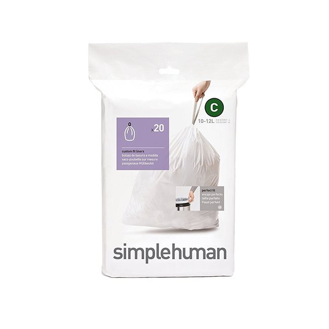 Торби за боклук, код C, 10-12 L / 20 бр., пластмаса - марка "simplehuman"