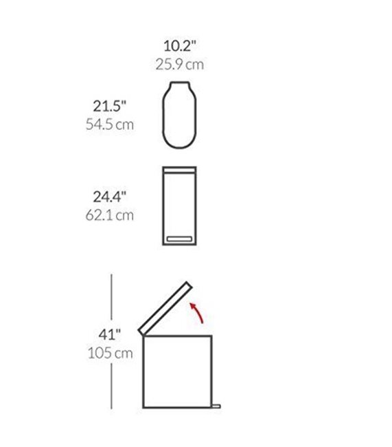 Кошче за боклук с педал, 45 L, Неръждаема стомана - марка "simplehuman".