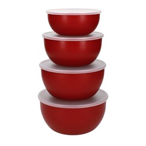 Купи за приготвяне 4 части, пластмасови, с капак, Empire Red - KitchenAid