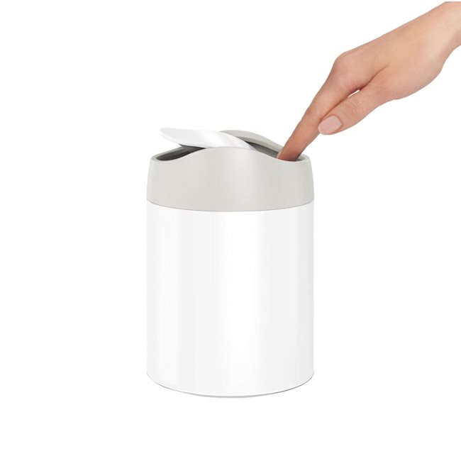Мини кошче за боклук, 1,5 л, бяла стомана - марка "simplehuman".