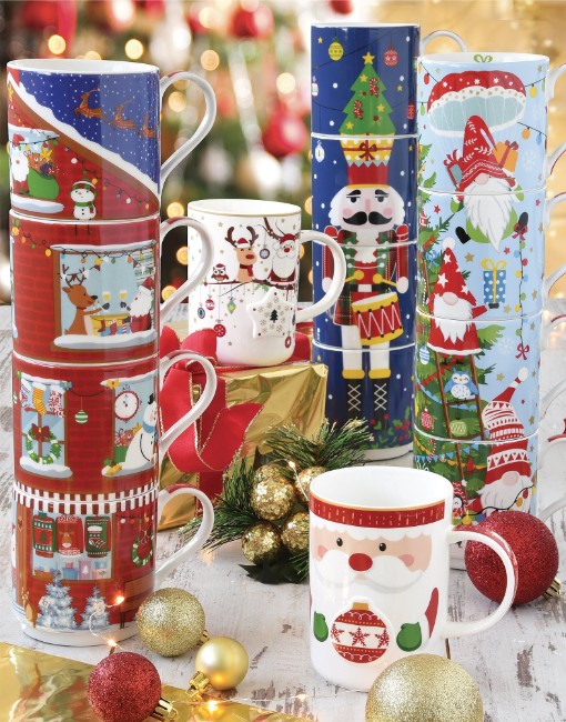 Комплект от 4 порцеланови чаши "Christmas Tambourine", 275 мл - Nuova R2S