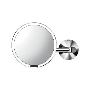 Огледало за грим със сензор, стенен монтаж, 23 см, Polished Steel - simplehuman
