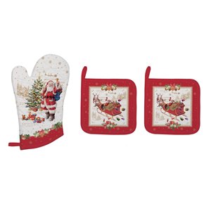 Комплект ръкавица за фурна и 2 поставки за тенджери, <<CHRISTMAS MEMORIES>> - Nuova R2S