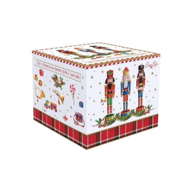 Комплект от 2 чаши за кафе 100 мл с чинийки, "VINTAGE NUTCRACKER", порцелан - Nuova R2S