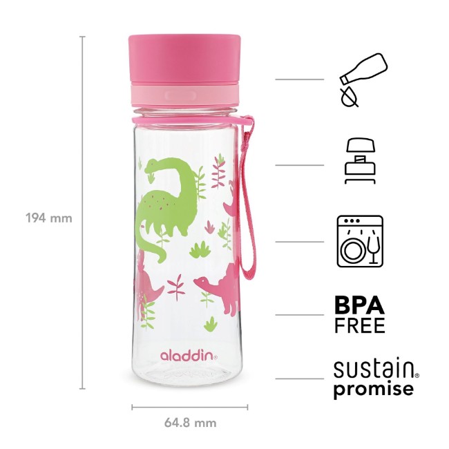 Аveo пластмасова бутилка 350 мл, Розова - Аladdin