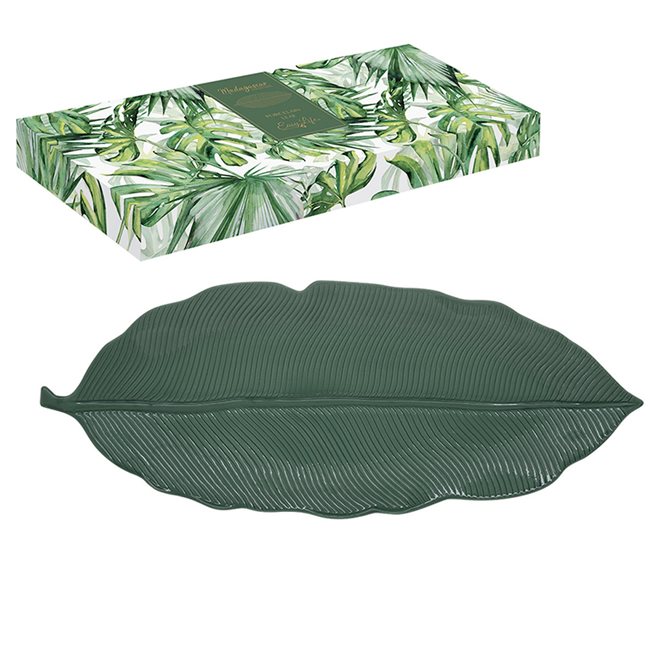 Порцелан поднос "Tropical Leaves Green", 47 х 19 см - Nuova R2S