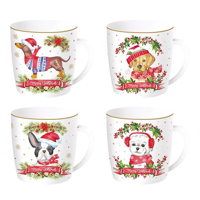Порцеланова чаша, 350 мл, "Christmas Dogs" - марка Nuova R2S
