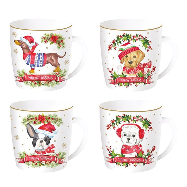 Порцеланова чаша, 350 мл, "Christmas Dogs" - марка Nuova R2S