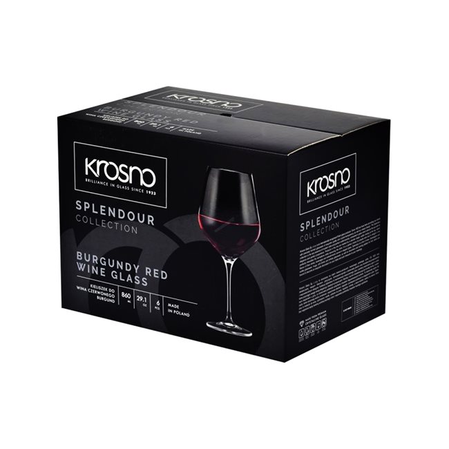 Комплект 6 чаши за вино бургундско, "Splendor", 860 мл - Krosno