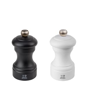 Комплект 2 броя мелнички за сол и черен пипер, "Бистро", 10 см, бяло и черно - Peugeot