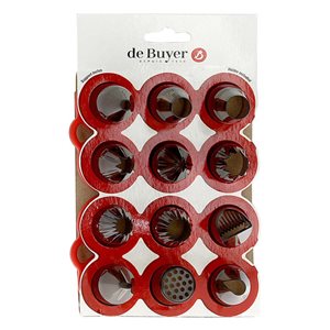 Комплект "Mix" от 12 броя накрайници за сладкиши, тритан - марка "de Buyer".