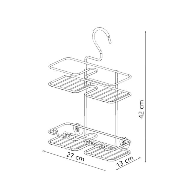 2-степенен рафт за баня със система за закачане, 13 x 27 x 42 см - Tekno-tel