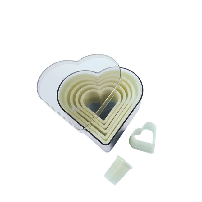 Комплект от 7 резачки за сладкиши, форма на сърце, 5 см - марка "de Buyer".