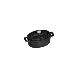 Овален Mini-Cocotte съд за готвене, изработен от чугун 11 см/0,25 л, <<Black>> - Стауб 
