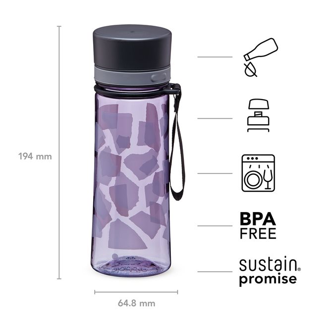 Пластмасова бутилка Aveo 350 ml, "Violet Purple" - Aladdin