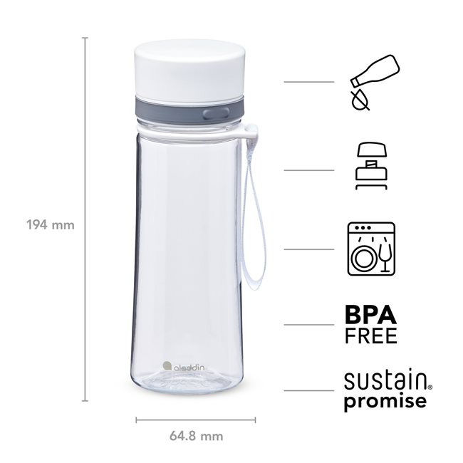 Аveo пластмасова бутилка 350 мл, White - Аladdin