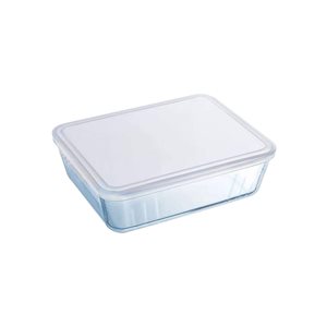 Правоъгълен съд за съхранение на храна, изработен от стъкло, с пластмасов капак, термоустойчив, 4 L, "Cook & Freeze" - Pyrex