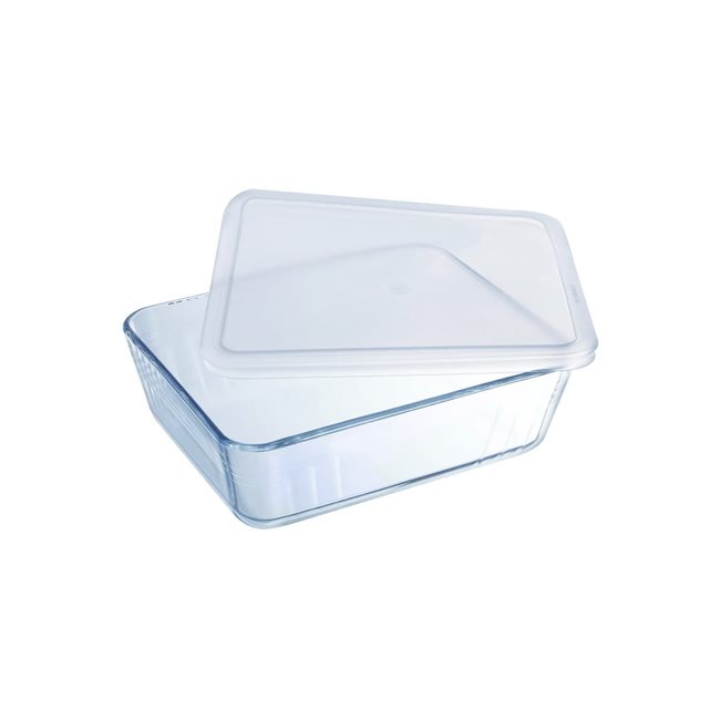 Правоъгълен съд за съхранение на храна, изработен от стъкло, с пластмасов капак, термоустойчив, 4 L, "Cook & Freeze" - Pyrex