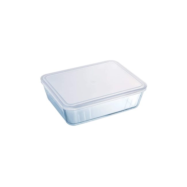 Комплект от 2 броя правоъгълни контейнера за храна, с капаци, изработени от термоустойчиво стъкло "Cook & Freeze", 1.5L / 2.6 L - Pyrex