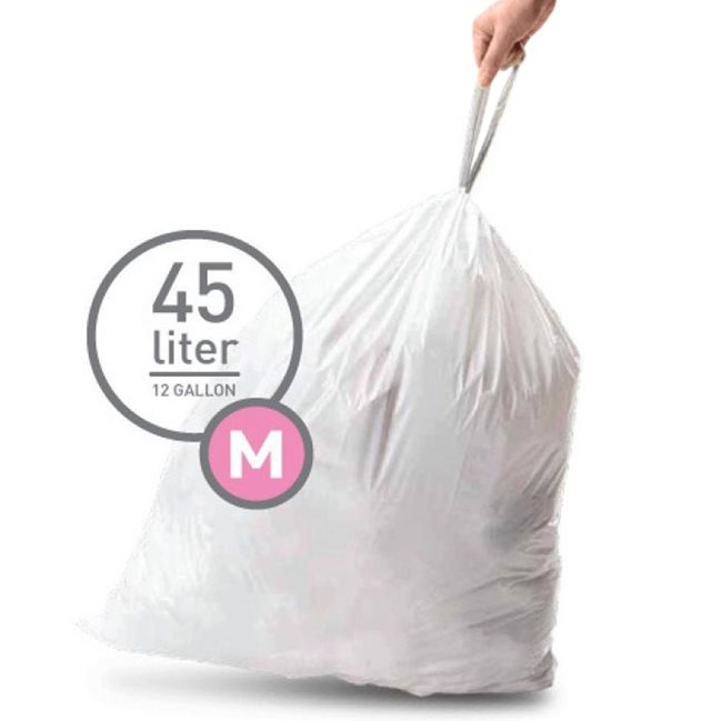 Торби за боклук, код М, 45 л / 60 бр., пластмаса - марка "simplehuman"