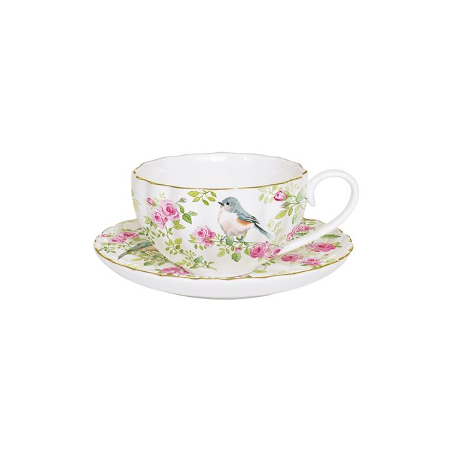 Чаша за чай от порцелан и чинийка, 200 мл, колекция "Пролетно време" - Nuova R2S