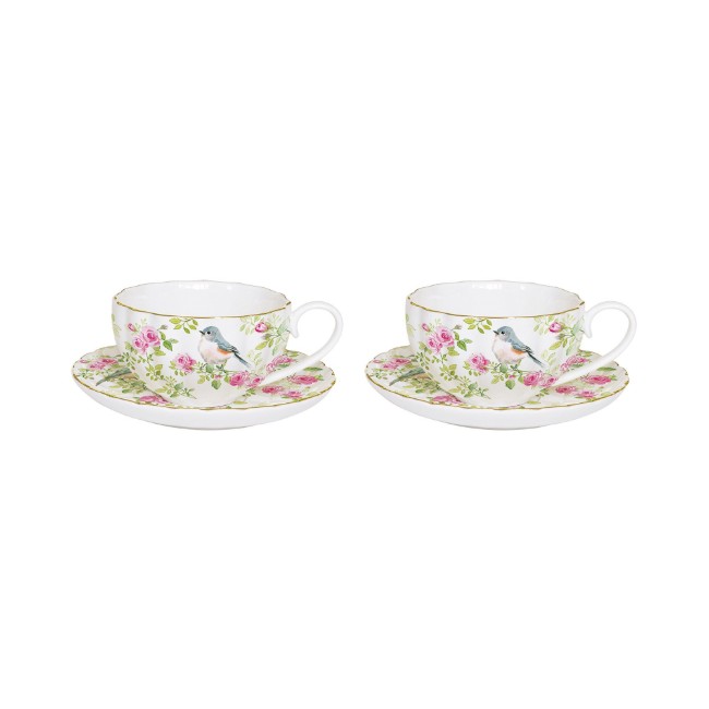 Комплект от 2 чаши за порцелан кафе със чинии, 100 мл, колекция "Spring Time" - Nuova R2S