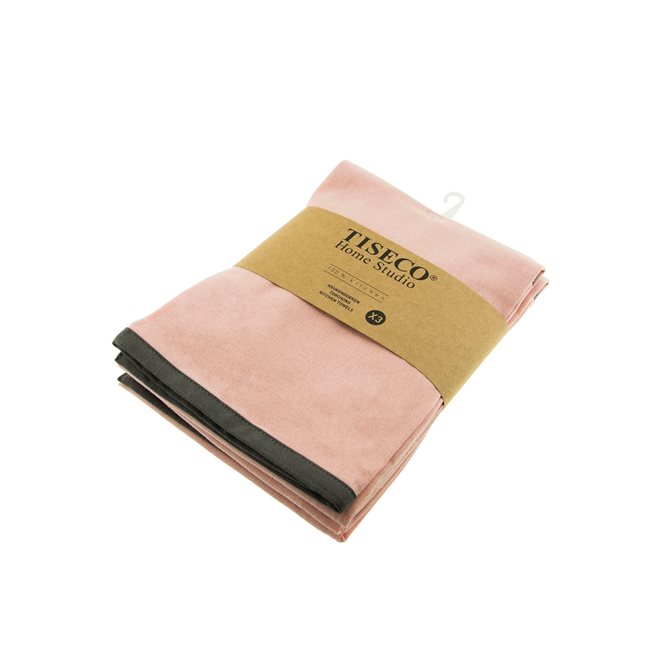 Комплект 3 кухненски кърпи, памук, 50х70 см, нежно розово - Tiseco