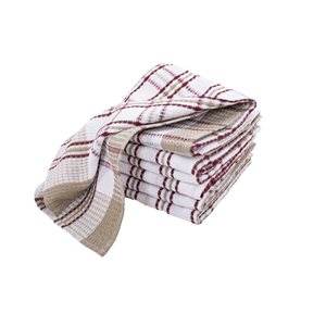 Комплект 4 кухненски кърпи, памук, 50х70 см, "Меден вафла", червен - Tiseco