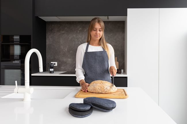 Комплект 2 ръкавици за фурна, 14 х 18 см, "Stella", Черни - Tiseco