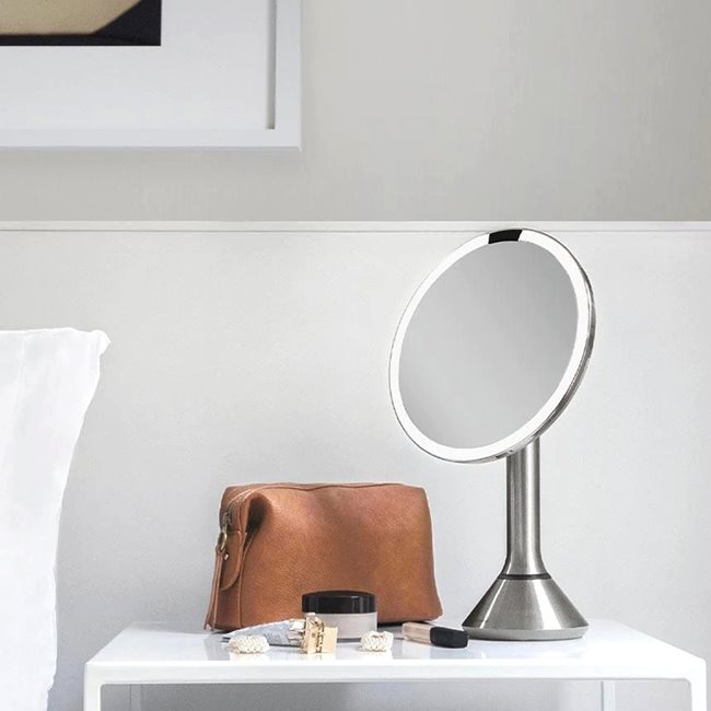 Огледало за грим с контрол на яркостта, 20 см, "Brushed" - марка simplehuman
