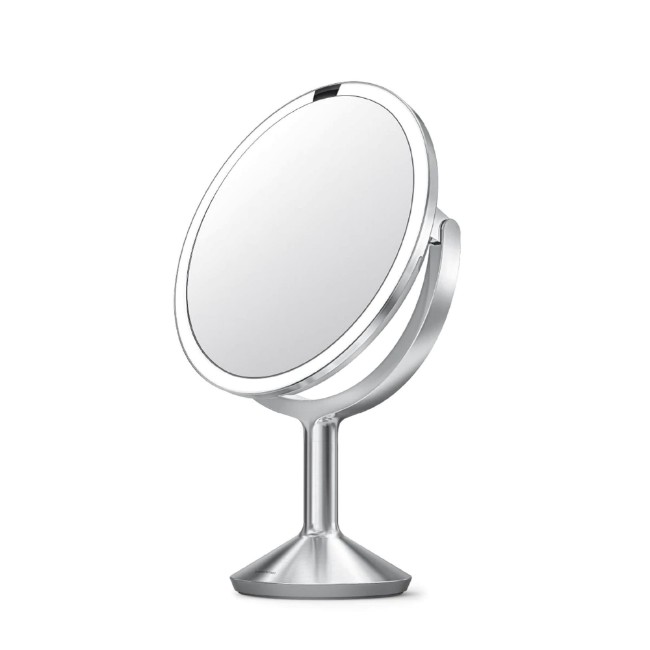 Огледало за грим, със сензор, 28,7 см, "Trio Max", "Brushed" - марка simplehuman