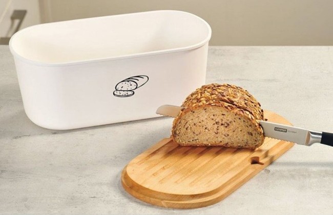 Кутия за хляб, 33,5 x 18 см, меламин, Бяла - Кеспър