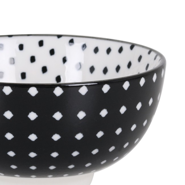 Японска купа, изработена от порцелан, 11см, "Хана", Black/White - La Mediterranea
