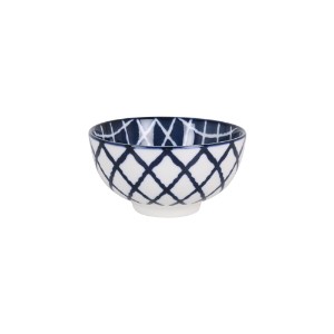 Японска купа, порцелан, 11 см, "Хана", Бяла/Синя - La Mediterranea
