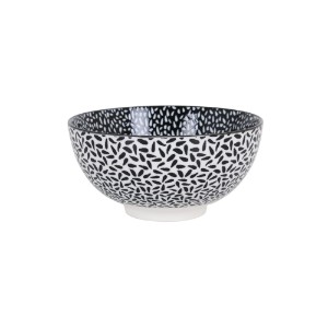 Японска купа, порцелан, 15,5 см, "Хана", Бяла/Черна - La Mediterranea