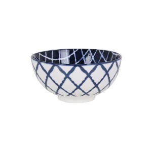Японска купа, порцелан, 15,5 см, "Хана", Бяла/Синя - La Mediterranea