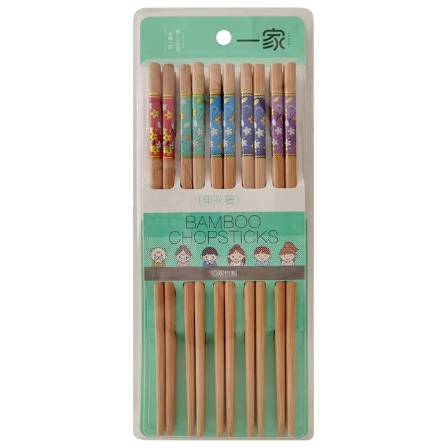 Комплект китайски пръчици, 10 чифта, бамбук - Yesjoy