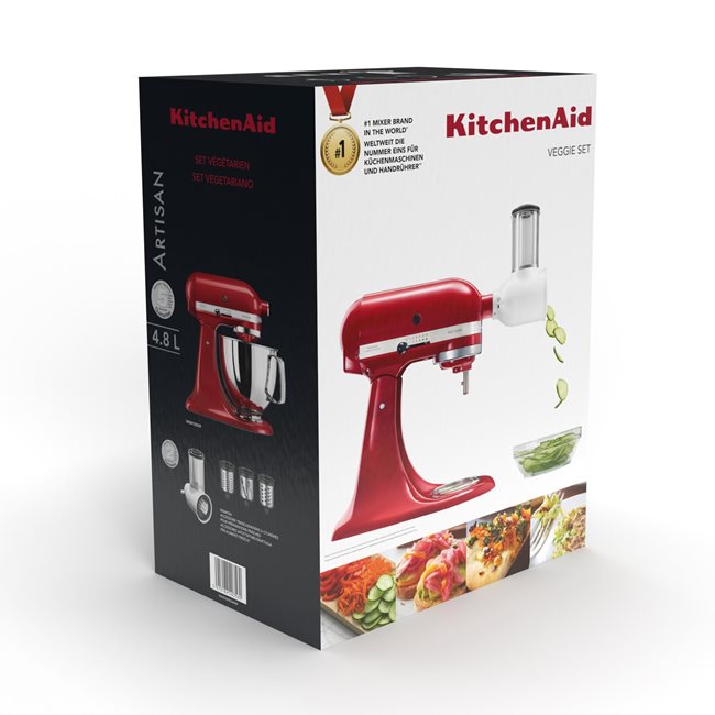 Миксер с накланяща се глава, 4,8 л, модел 125, с приставка за нарязване, Empire Red - KitchenAid