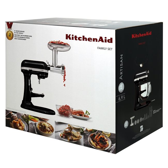 Стоящ миксер Bowl-Lift, 6.9L, с приставка за месомелачка, Artisan, Onyx Black - KitchenAid